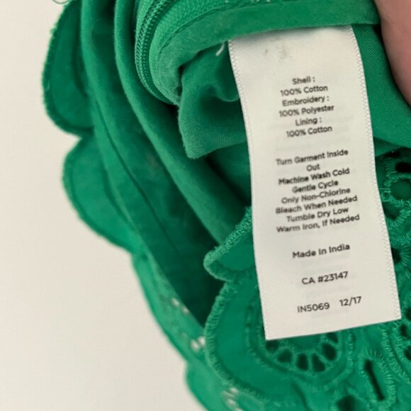 Talbots Eyelet Sleeveless Top Size 14 Green Blouse Summer Cotton Shell - Picture 6 of 6